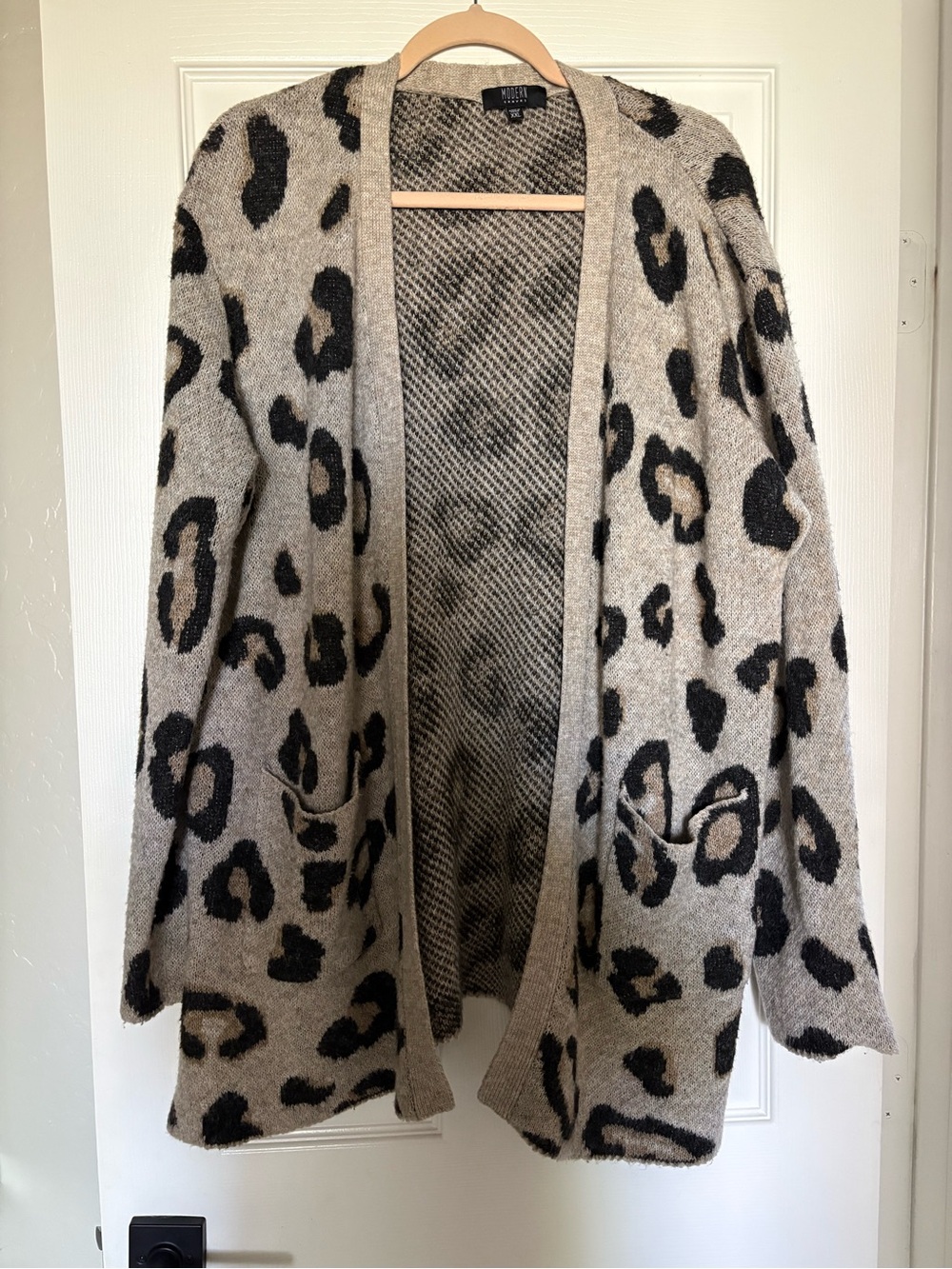 Taupe and Black Leopard Open Cardigan